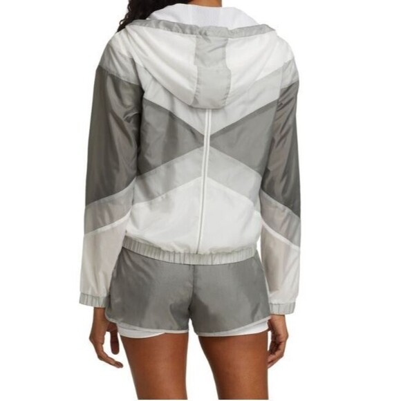 Blanc Noir Jacket NWT GrayTulum Tricolor Windbreaker Full Zip Womens Size L - Picture 4 of 6
